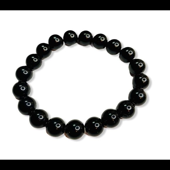 Black Tourmaline Unisex Bead Bracelet 10mm - Picture 6 of 6